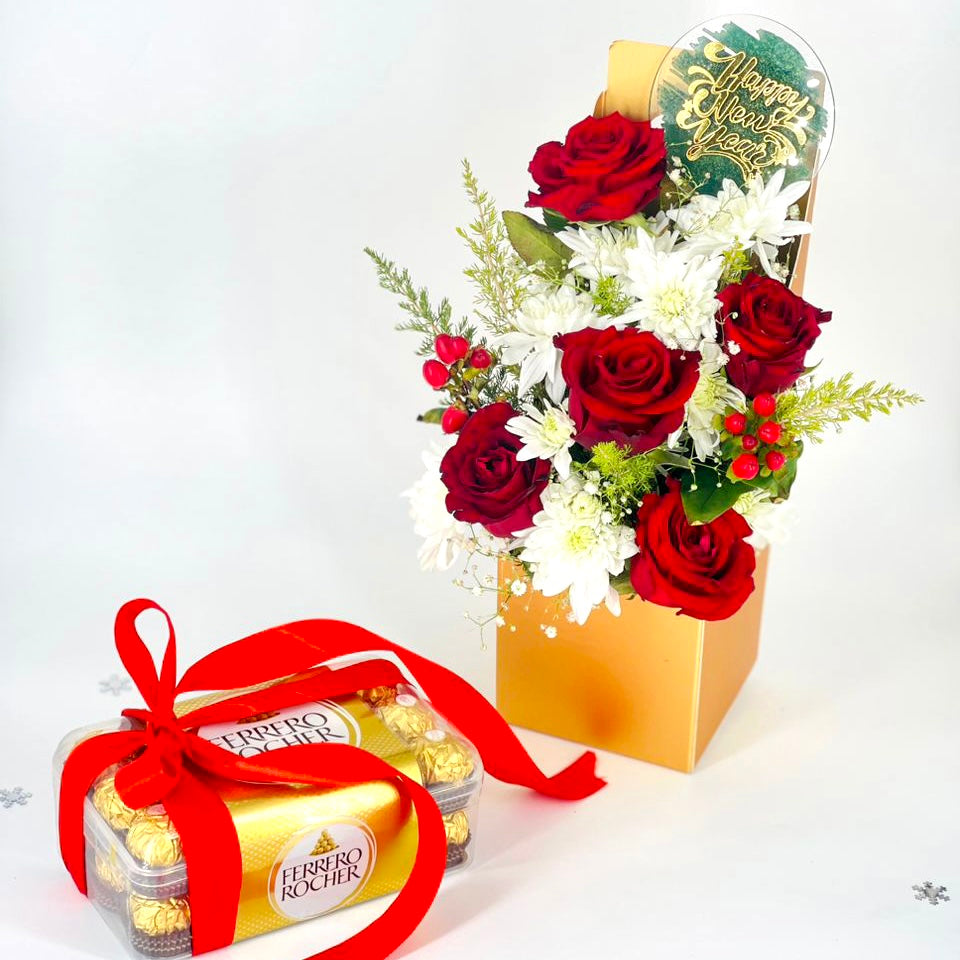 Flowers & chocolat « Happy New Year » Réf: WB131