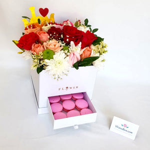 Flowers box & Macarons "I love Mom" -Béjaia- ref: WB037